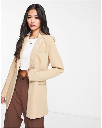 In The Style X Terrie Mcevoy Pleat Detail Blazer - Natural