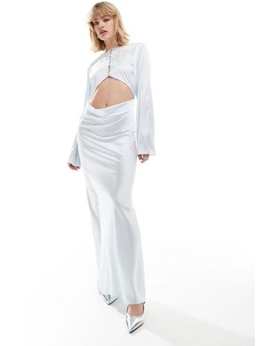 Lioness Satin Button Through Cut Out Maxi Dress - White