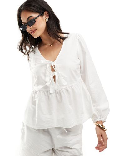 Vero Moda Mix and match - blouse avec liens devant - Blanc