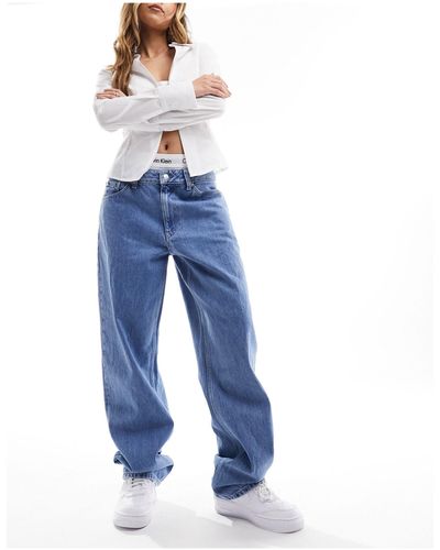 Calvin Klein Jeans dritti anni '90 lavaggio chiaro - Blu