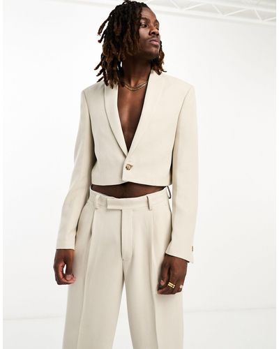 ASOS Slim Super Cropped Suit Jacket - Natural