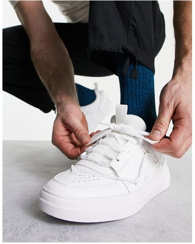 ASOS Lace Up Panelled Sneakers - White