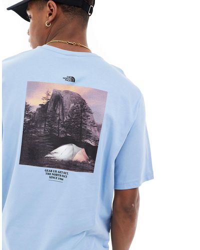 The North Face Camping - t-shirt acciaio con stampa rétro sulla schiena - Blu