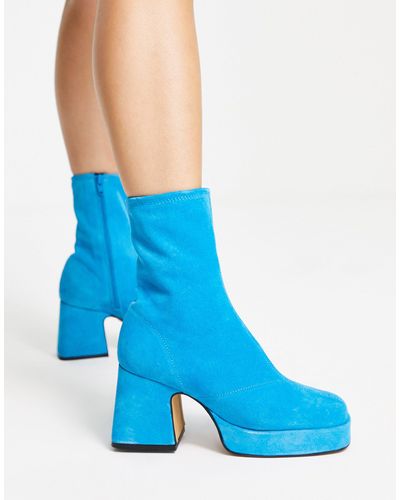 TOPSHOP – hollis – ankle-boots aus hochwertigem wildleder - Blau