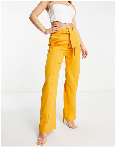 UNIQUE21 High Waisted Belted Trousers - Orange