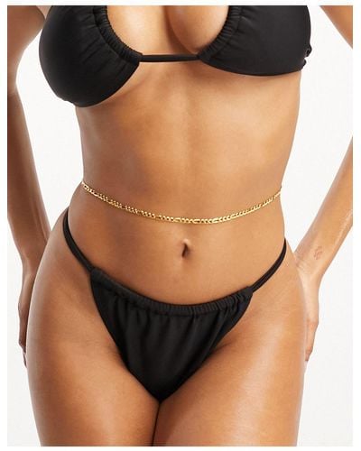 Ivory Rose Fuller Bust Mix & Match Double Strapping High Leg Bikini Bottom - Black