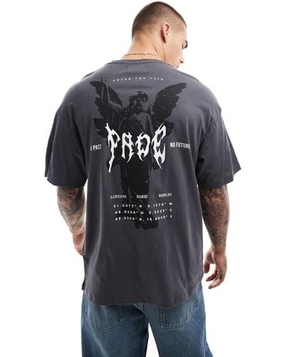ADPT Oversized T-shirt With Fade Angel Back Print - Grey