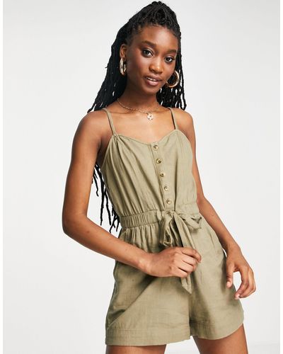 American Eagle Pretty Utility Tie Front Playsuit - Green