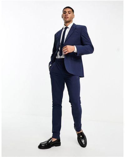 Noak Skinny Wool-rich Suit Trousers - Blue