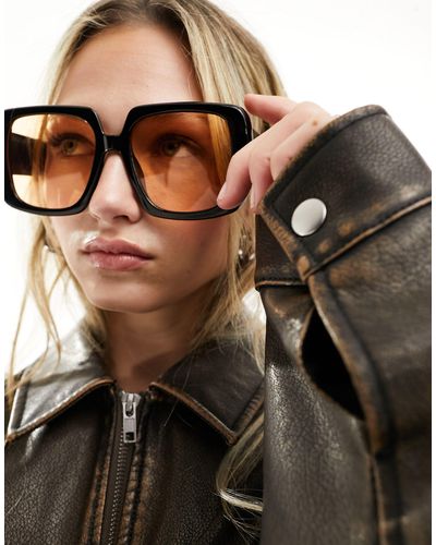 ASOS – oversize-sonnenbrille im 70er-stil mit gläsern - Braun