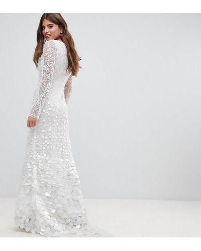 A Star Is Born Bridal Embellished Maxi Dress With Fishtail - White