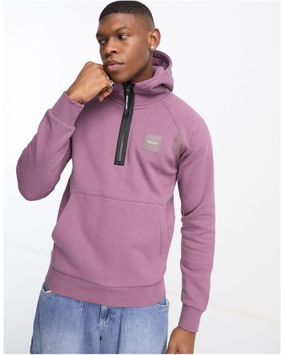 Marshall Artist Sudadera morada con capucha y media cremallera insignia - Morado