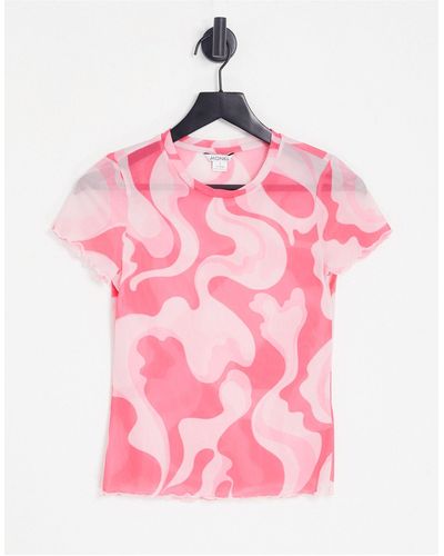 Monki Tie Dye Print Tshirt - Pink