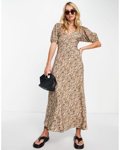 Maison Scotch Printed Maxi Dress With Open Back - Natural