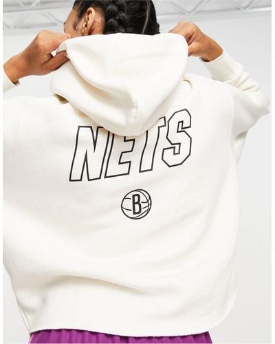 Nike Basketball Nba Brooklyn Nets Cropped Hoodie - Natural