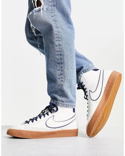 Nike Blazer mid '77 - sneakers alte premium bianche e blu navy con suola