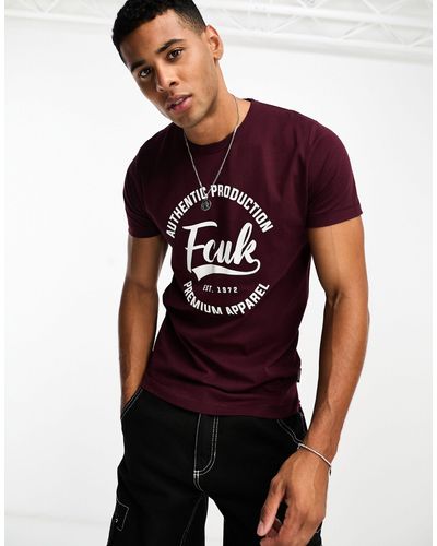 French Connection Fcuk - t-shirt bordeaux con stampa - Rosso