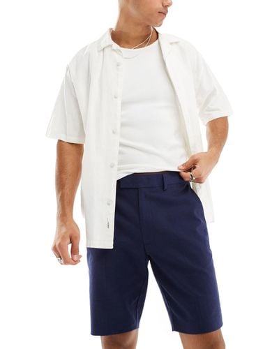 ASOS Smart Slim Fit Linen Blend Shorts - White