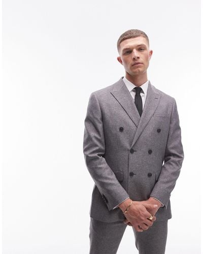 TOPMAN Skinny Textured Suit Jacket - Grey