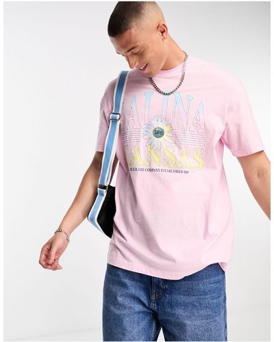 Lee Jeans – locker geschnittenes t-shirt im stil der 90er-jahre - Pink