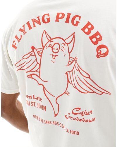 Only & Sons Super Oversized T-shirt With Flying Pig Back Print - Pink