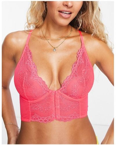 Gossard Superboost Lace Non Padded Front Fastening Plunge Bra - Pink