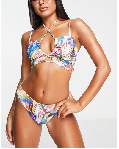 AsYou – hüfthohe bikinihose mit hohem beinausschnitt und abstraktem wirbelmuster - Mehrfarbig