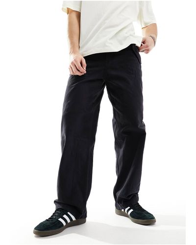 Weekday Frej Relaxed Fit Workwear Trousers With Pocket Detail - Black