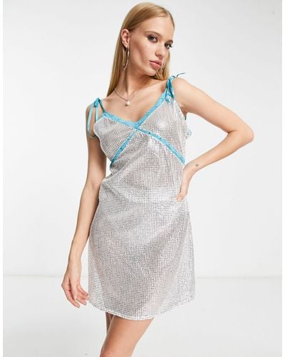 Reclaimed (vintage) Cami Sequin Slip Dress - Grey