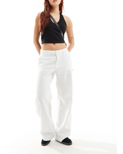 Weekday Jamie Linen Mix Workwear Pants - White
