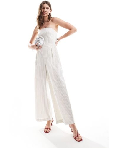 Pretty Lavish Strapless Jumpsuit With Pockets - White