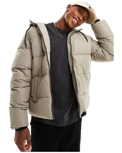 Only & Sons Heavyweight Hooded Puffer Jacket - Natural