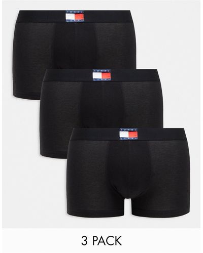 Tommy Hilfiger Tommy jeans - heritage essentials - confezione da 3 boxer aderenti neri con fascia - Nero