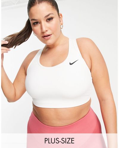 Nike Plus – ungepolsterter bh mit swoosh-logo - Weiß
