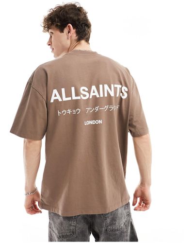 AllSaints Underground - t-shirt oversize - Marrone