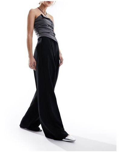 JJXX Wide Fit High Waisted Trousers With Front Pleat - Black