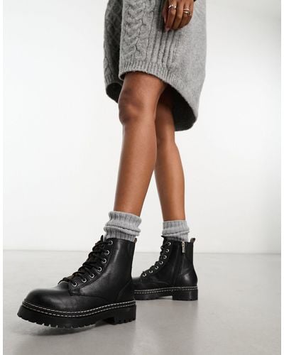 River Island Lace Up Boot - Black