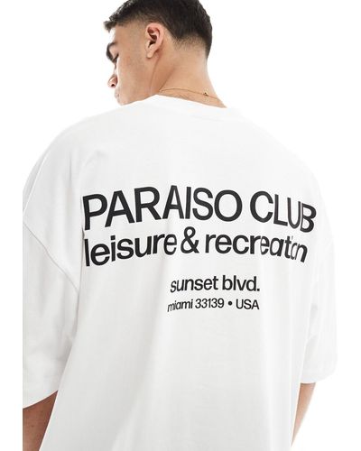 ASOS T-shirt ultra oversize imprimé dans le dos - Blanc