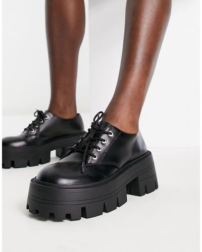 ASOS Musk - chaussures plates chunky à lacets - Noir
