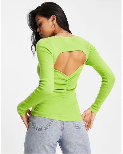 ASOS Sweater With Cut Out Ruched Back Detail - Green