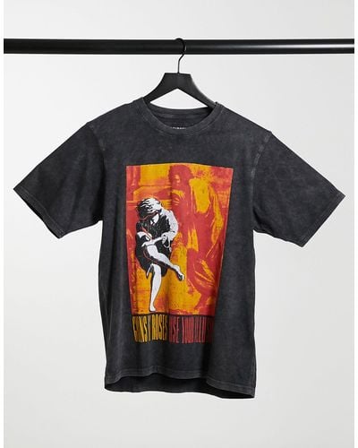Pull&Bear Guns N Roses T-shirt - Black