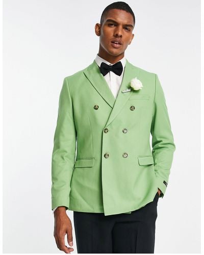 Jack & Jones Premium Double Breasted Suit Jacket - Green