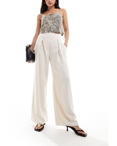 River Island Wide Leg Pleated Trousers - White