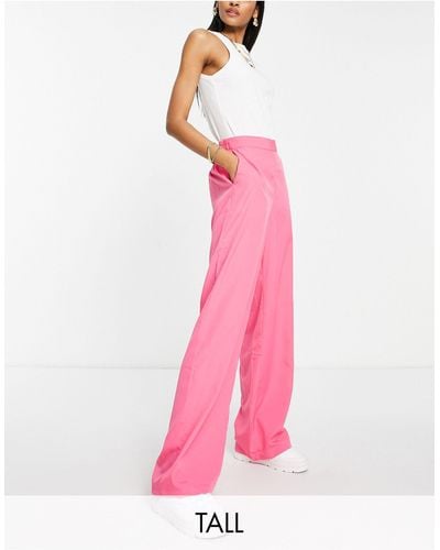 Vero Moda Pantalon coupe large en satin - Rose