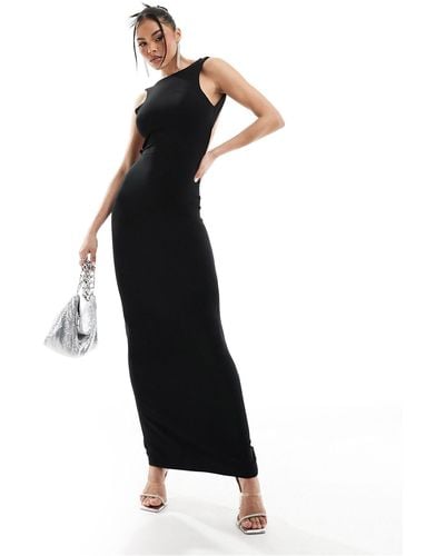 ASOS Sleeveless Midi Dress With Trim Strap Back Detail - Black