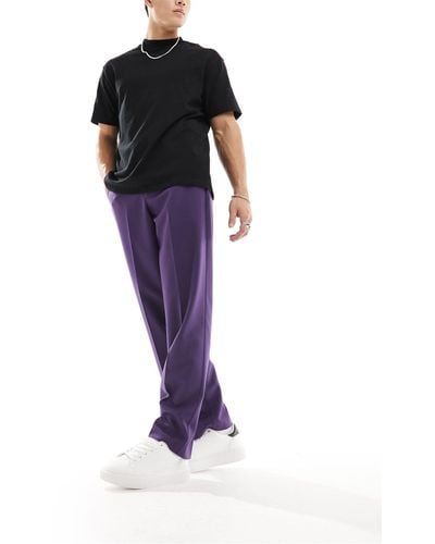 ASOS Smart Wide Leg Trousers - Purple