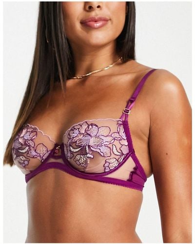 Ann Summers Serenity Sheer Floral Embroidered Non Padded Balcony Bra - Pink