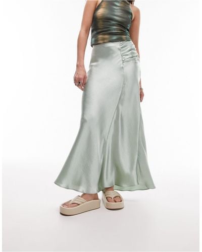 TOPSHOP Asymmetric Maxi Skirt With Ruched Panel - Grey