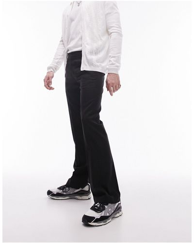 TOPMAN Straight Flare Trousers - White