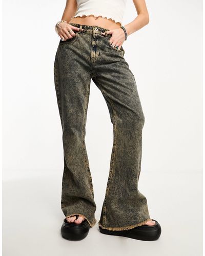 Collusion Puddle - jeans a zampa lavaggio sporco - Grigio